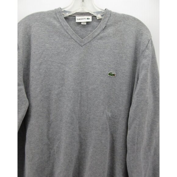 Lacoste Sweater Large Pullover Preppy Crocodile Logo V-Neck Knit * - Picture 2 of 13